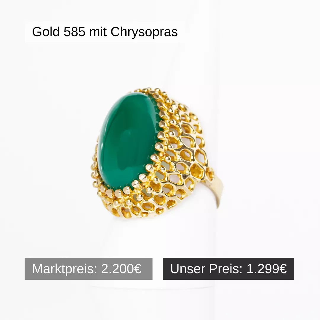Damenring Gold 585 mit Chrysopras