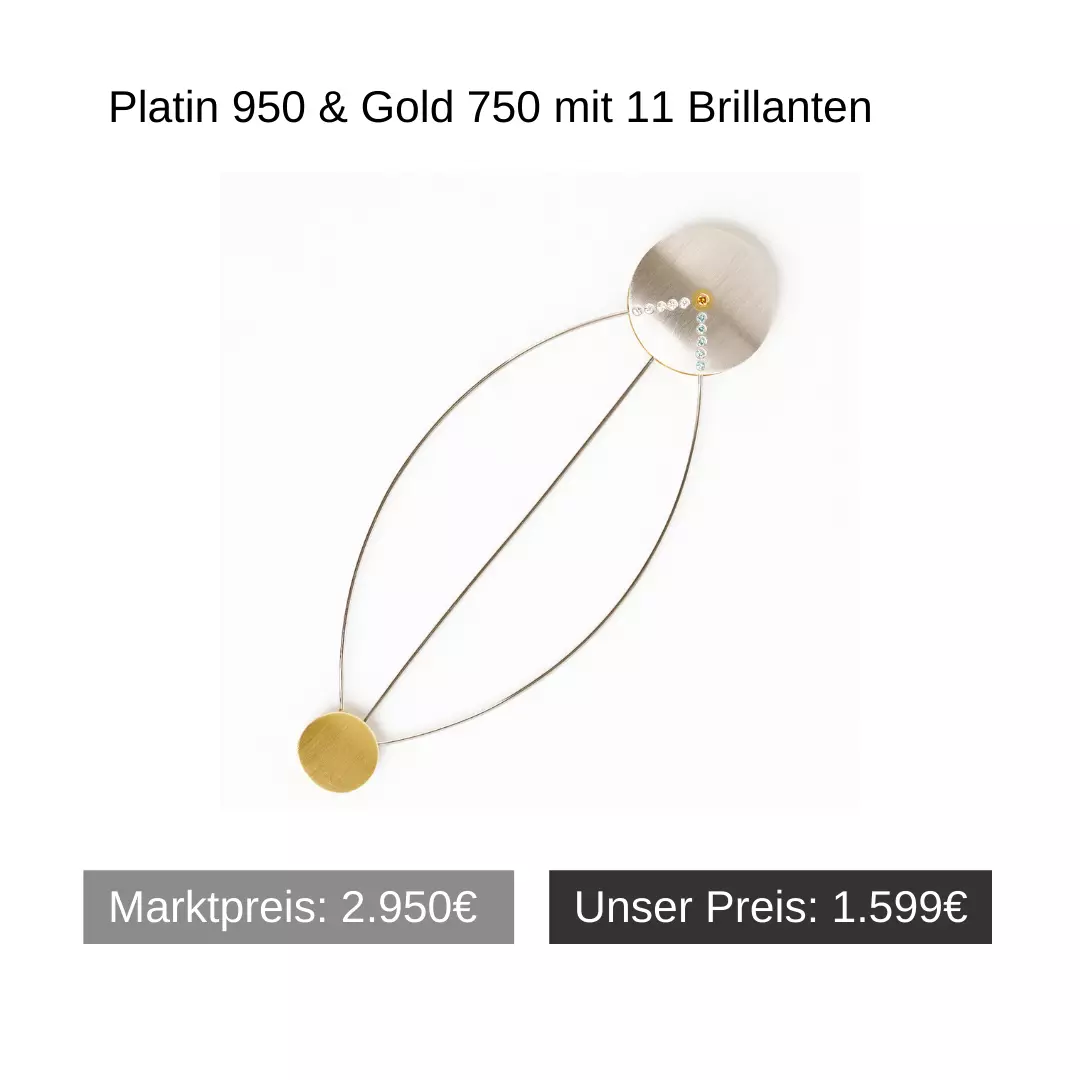 Brosche Nadel Platin 950 und Gold 750