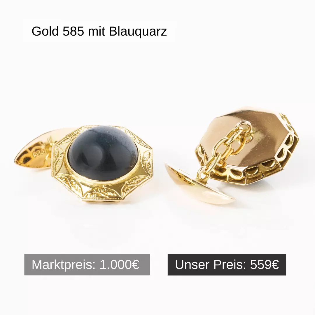 Manschettenknöpfe Gold 585 mit Blauquarz