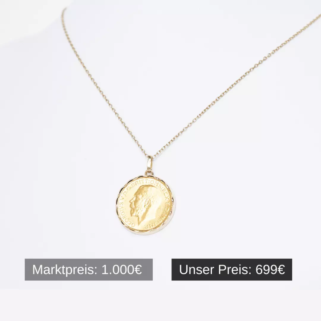 Münzanhänger in 333 Gelbgold mit Sovereign-Goldmünze