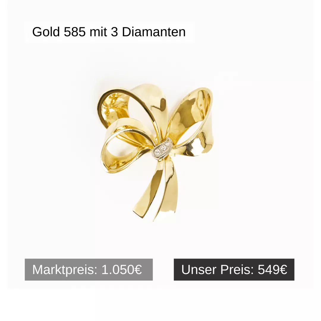 Brosche Gold 585 mit 3 Diamanten