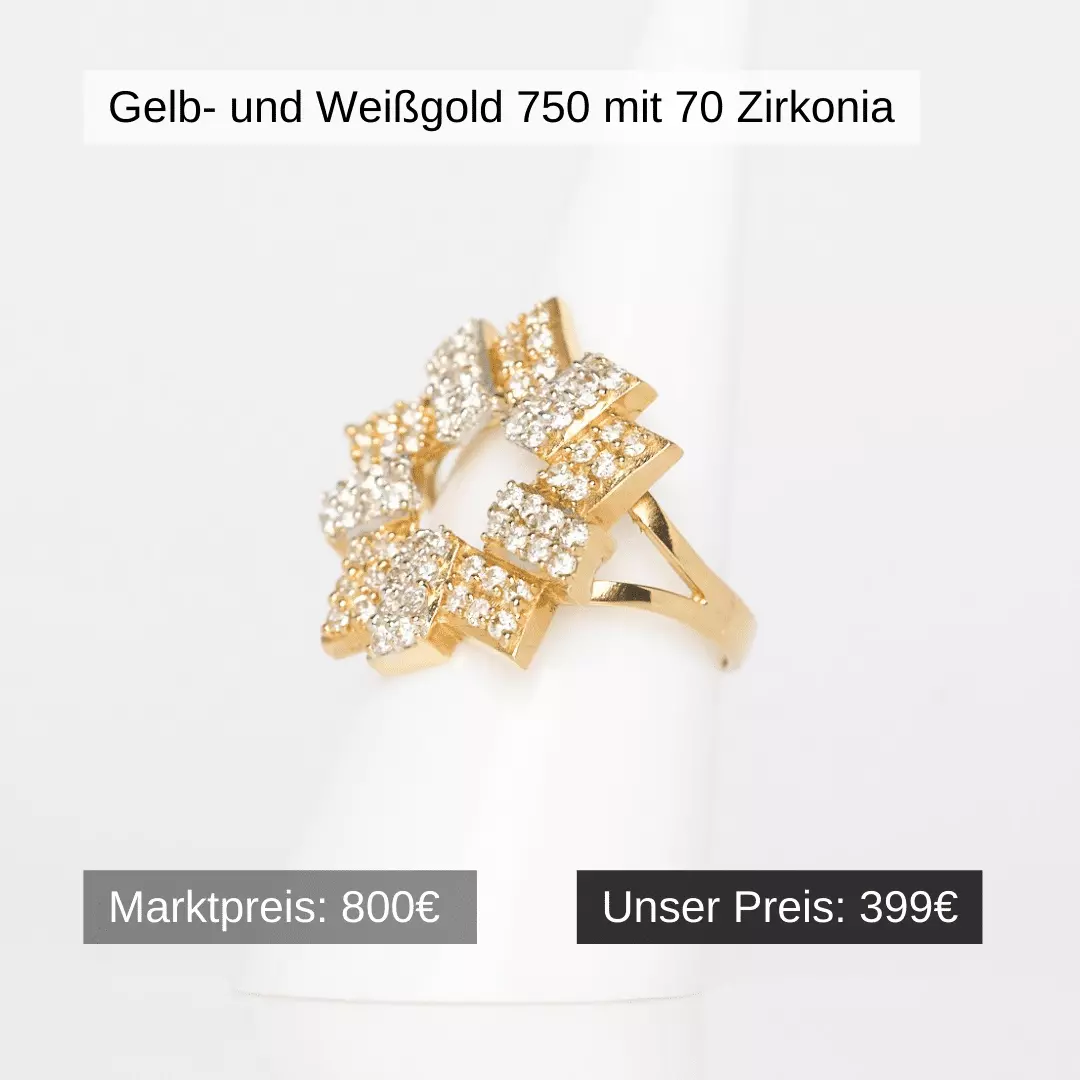 Besonderer Ring Weißgold 750 mit Zirkonia