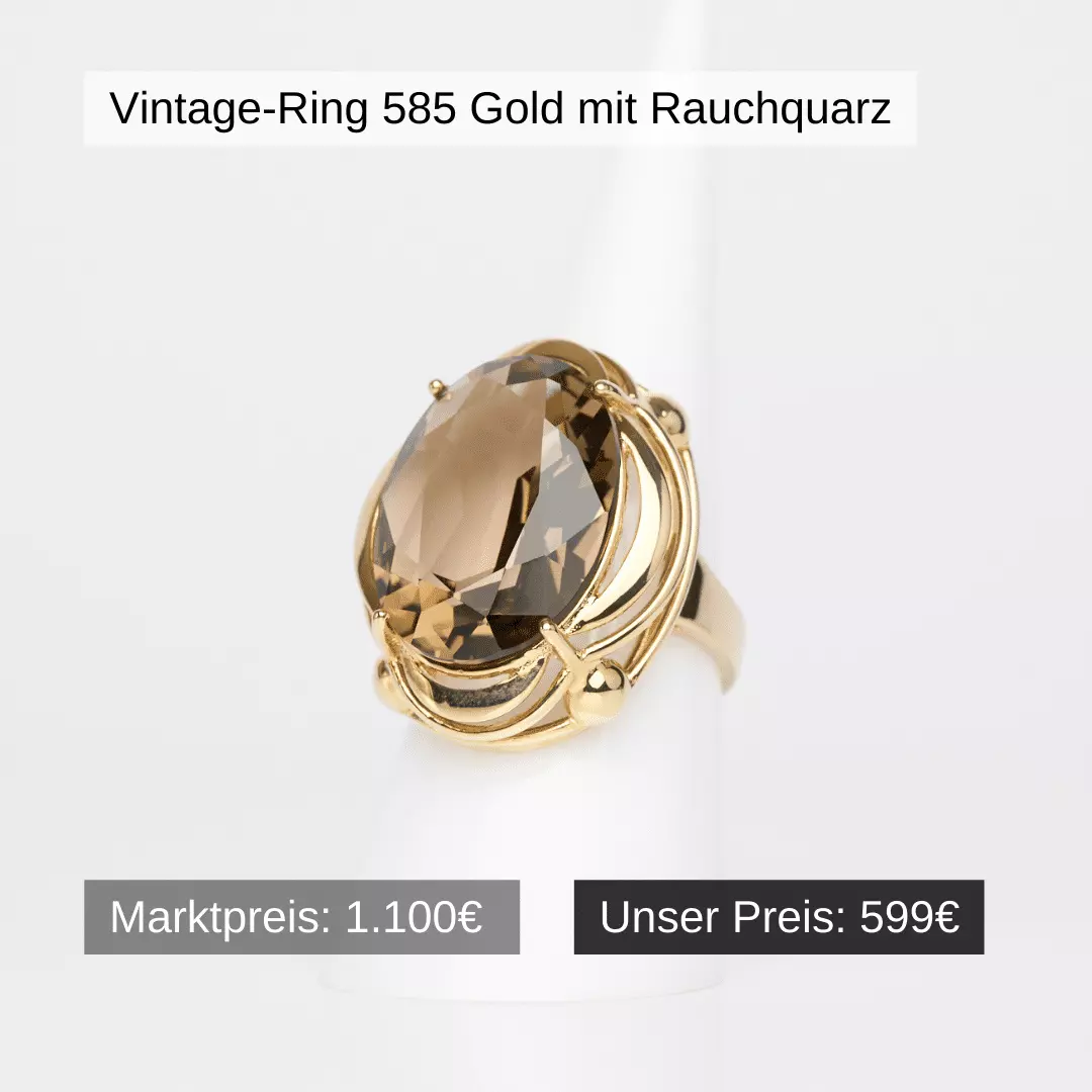 Vintage Ring 585 Gold mit Rauchquarz