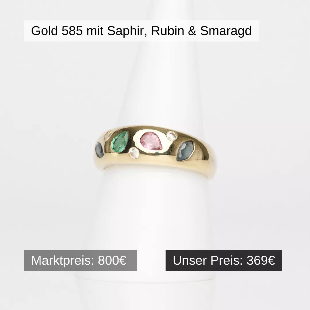 Ring Gold mit Saphir, Rubin und Smaragd